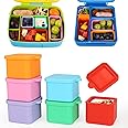 6PCS Lunch Bento Box Accessories for Kids, 2oz Silicone Lunch Box Dividers with Lids Small Silicone Food Storage Container for Snack Sauce Condiment Soup Yogurt Salad Dressing (Square)