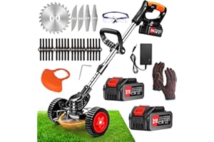 TUCSSARG Electric Cordless Weed Wacker, 3-in-1 Weed Cordless Eater Battery Powered,with 3 Types Blades and 2Pcs 4.0 Ah Battery, String Trimmer/Edger Lawn Tool/Brush Cutter for Lawn Yard