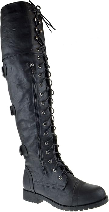 over the knee lace up combat boots