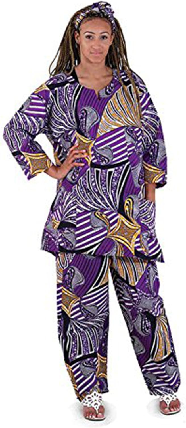 African Print Pant Set Purple at Amazon Women’s Clothing store