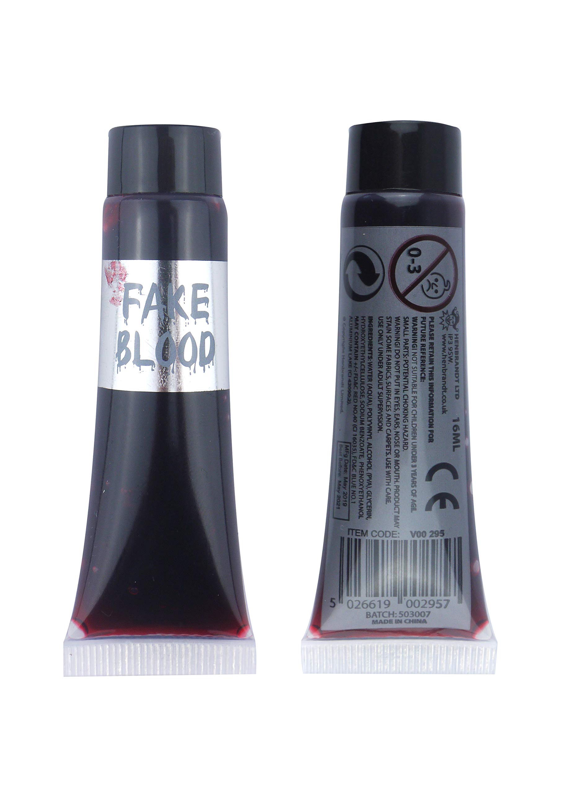 HENBRANDT Art blood pack, set of 3 spooky horror fancy dress costume for parties, Halloween - fun accessory