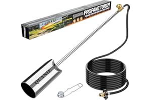 QUANIE Propane Torch Burner Weed Torch High Output 2,400,000 BTU with 10FT Hose,Heavy Duty Blow Torch with Flame Control and Flint Striker,Flamethrower for Garden Wood Ice Snow Road Charcoal