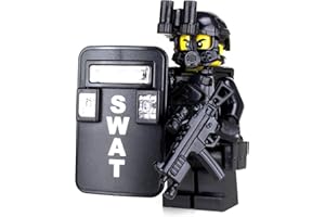 Battle Brick 1.6 Inches Tall Collectible SWAT Police Officer Pointman Custom Minifigure| Genuine Police Minifig | Great Gift for Ages 10+ to Adult AFOL
