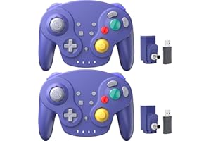 INNEXT 2 Pack 2.4 GHz Wireless NGC Switch Online Controller, GameCube & USB Receiver, Compatible with Windows PC iOS Mac Raspberry Pi Steam GameCube/Switch (Rechargeable) (Plug and Play) (Vibration) Indigo