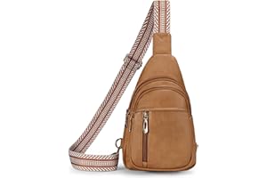 GLOSIW Crossbody Bags for Women RFID Blocking Sling Bag for Women Vegan Leather Fanny Packs for Women Belt Bag (Camel Brown)