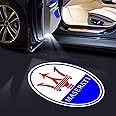 Mioteila 2Pcs Custom fit Maserati Logo LED Projector Car Door Step Courtesy Welcome Lights,LED Door Light Projector Wireless Car Door Paste Lights Welcome Courtesy Light Accessories