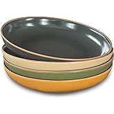 Mora Ceramic Artisan Matte Large Pasta Bowls 30oz, Set of 4 - Serving, Salad, Dinner, etc Kitchen Plate/Wide Bowl - Microwave, Oven, Dishwasher Safe - Modern Porcelain Stoneware Dishes, Safari Colors