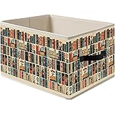 FITIE Vintage Book Lovers Storage Bin Box with Handles, Retro Bookish Foldable Organizer Basket Toybox for Reading Corner Room Library Bedroom Bathroom Home Clothes Toys Books