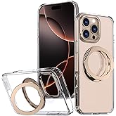 MAXCURY 360° Ring Stand Magnetic for iPhone 16 Pro Max Case, [Anti-Fingerprint] [Military Drop Protection] [Compatible with MagSafe] Soft Edge Translucent Slim Back 16 ProMax Phone Case (Desert)