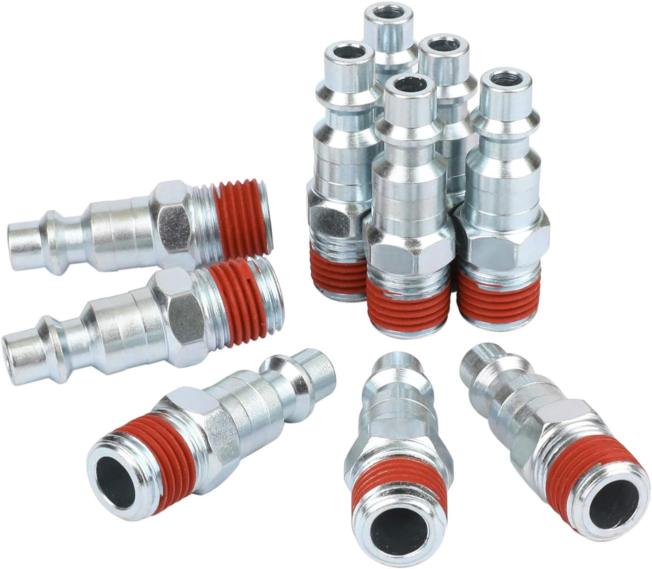 WYNNsky Industrial Air Plug Set, 1/4 Inch Body Size, 1/4 Inch NPT Male Threads Size, 5 Piecess Steel Air Compressor Accessories Fittings - - 