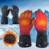 Heated Gloves for Men Women, Rechargeable Heated Gloves with 3 Heating Temperature Adjustable and Battery Box, Waterproof Ski