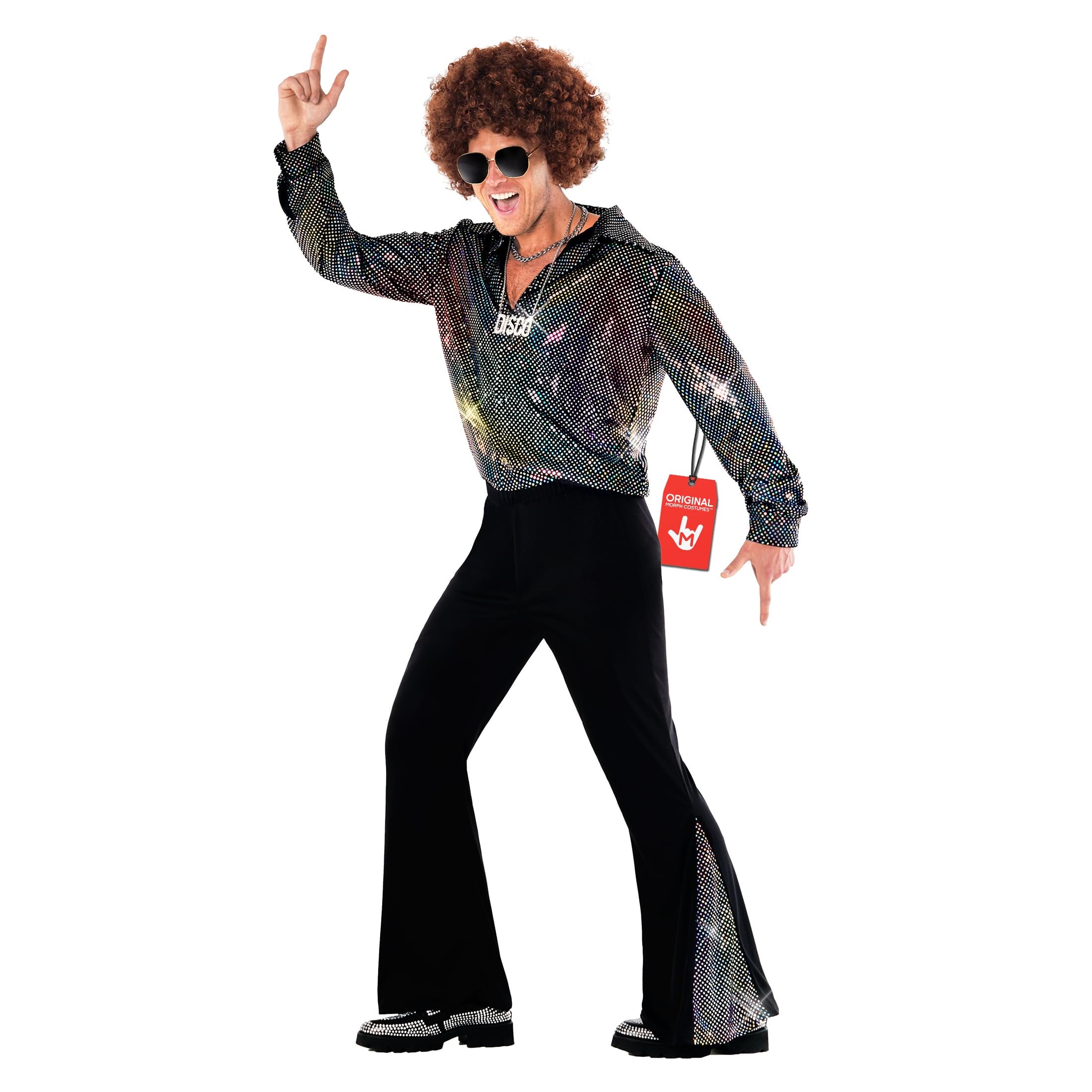 Morph 70s Disco Outfit Men, Disco Costume Men, Fancy Dress For Adults, Mens Halloween Costumes, XX-Large