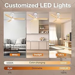 Hoenofly 52” Wood Smart Ceiling Fans with Lights