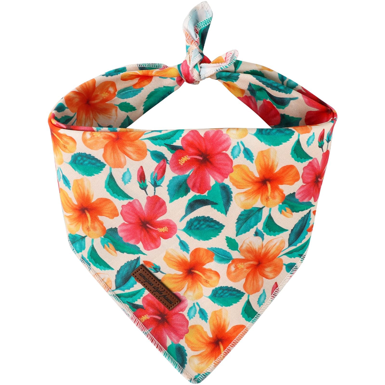 Unique style paws Dog Bandanas, Triangle Flower Pet Scarf for Boy and Girl, Premium Durable Fabric, Colorful Pumpkin Dog Kerchief for Medium and Large Dogs (Large)