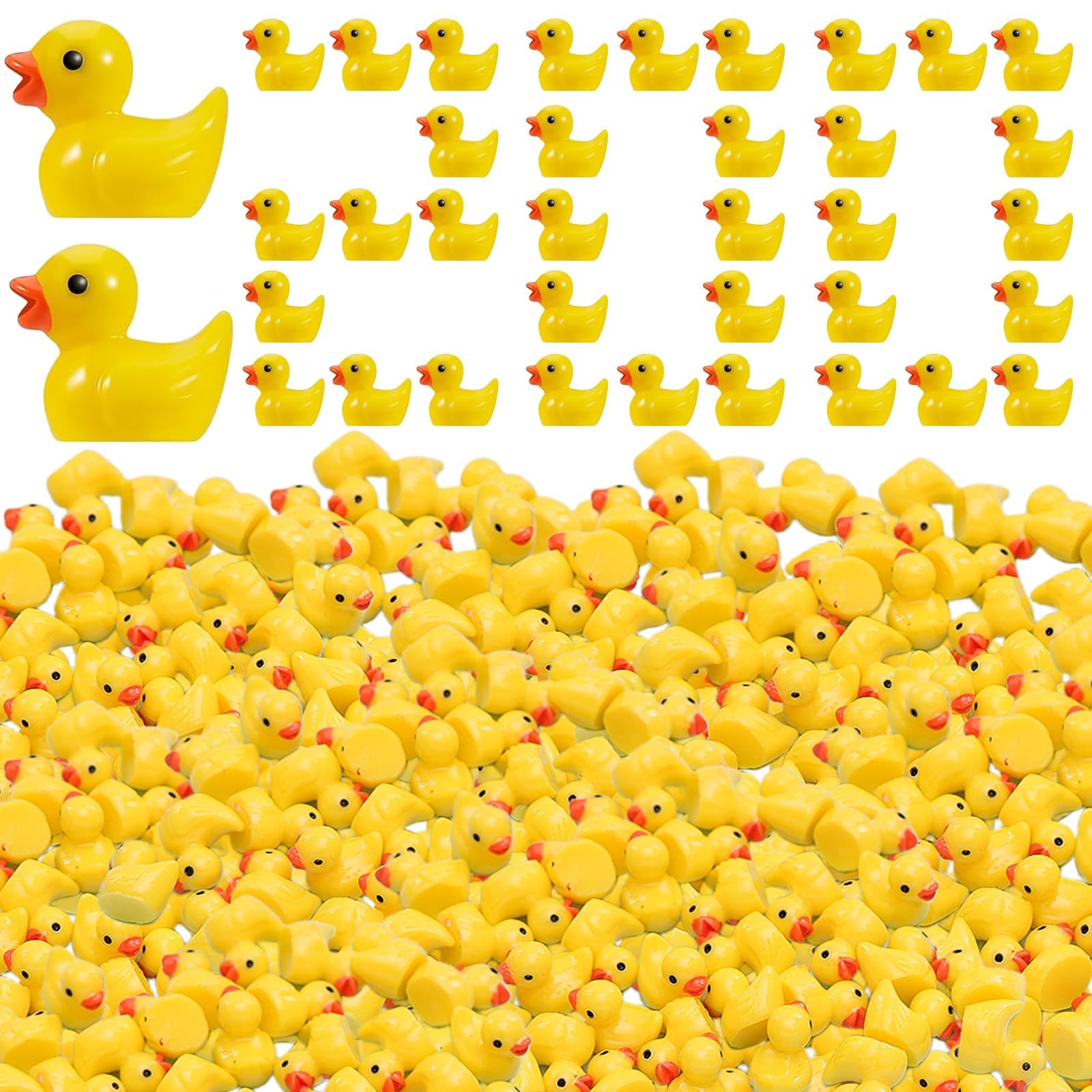 wodehahagou 200pcs Mini Resin Ducks Figures Realistic Shape Bird Decorations Rubber Ducks 200 Pack for DIY Crafts Garden Mini Garden Bird