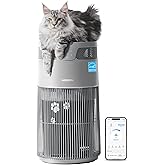 WiseSky Pet Air Purifier, 3-in-1 HEPA Filter for Cat Hair Dander Odor Dust, for Home Large Room, Up to 1644 ft², Quiet Sleep 