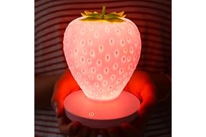 WLHONG Strawberry Night Light, Cute Silicone Strawberry Lights Kawaii Room Decor, USB Rechargeable Bedside Lamp 3 Gear Touch Lighting, Cute Strawberry Gifts for Baby, Children, Toddlers, Teen Girls