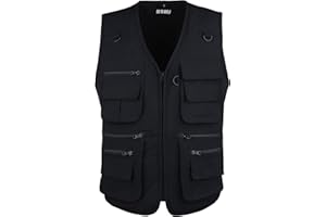 OU YA WOLF Men's Utility Work Hunting Travel Fishing Multi-Pockets Outdoor Vests