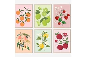 cupmod 6Pack Paint by Number for Adults and Kids,DIY Acrylic Painting Paint by Numbers Kits on Canvas Without Frame,Fruit Oil Painting for Home Wall Decor 7.8x11.8inch