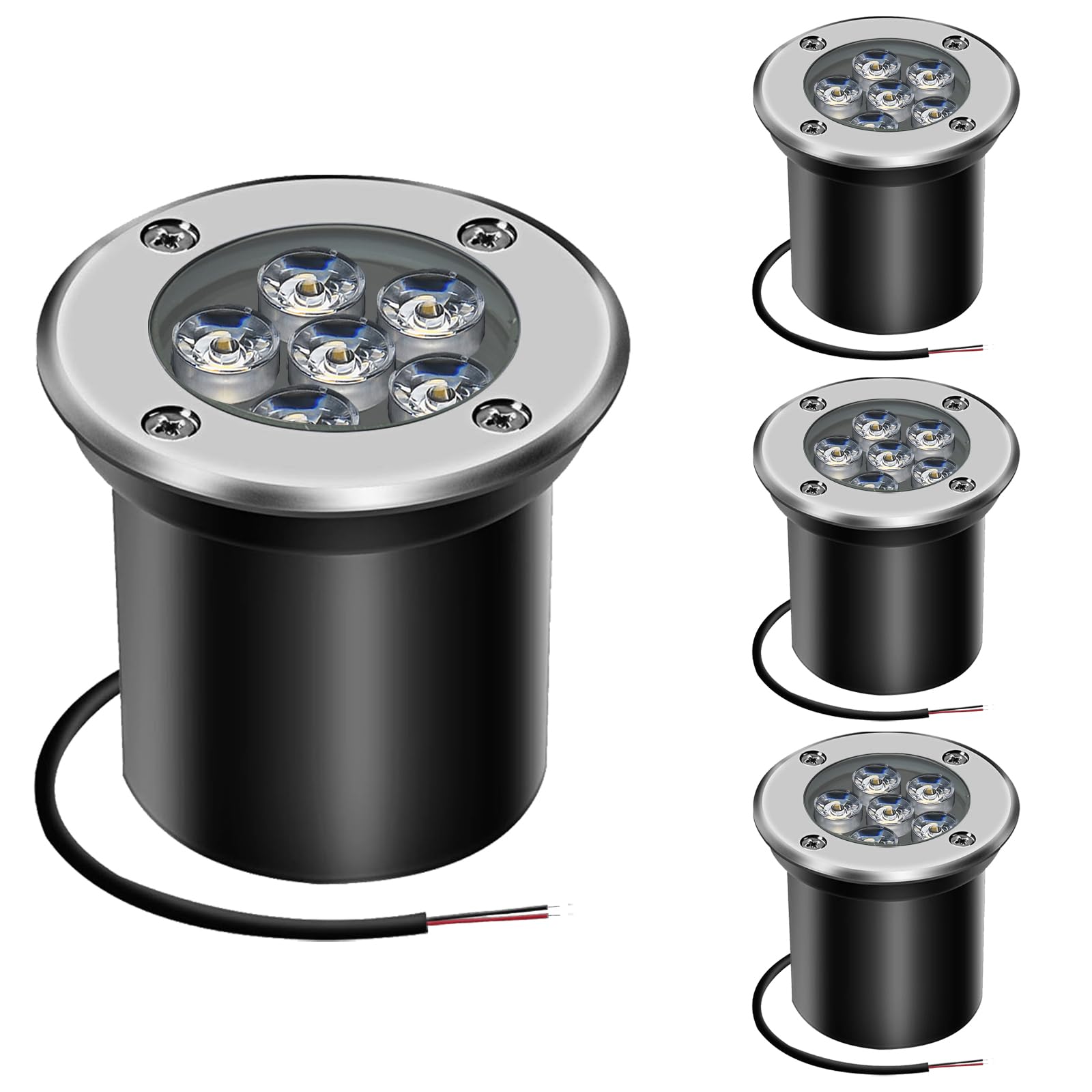 AHOTSUK LED Ground Lights Mains Powered Garden Lights Outdoor Buried Light Well Lighting 6W 12V 24V IP67 Waterproof Low Voltage Underground for Garden, Pathway, Patio(Cool White)