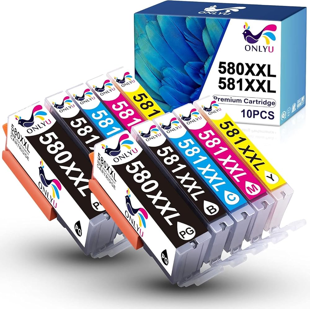 ONLYU PGI-580XXL CLI-581XXL Ink Cartridge Compatible 10 Pack for PIXMA TS TR