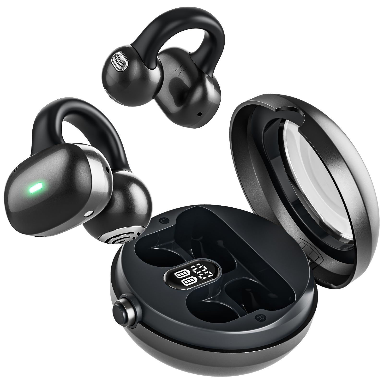 Photo 1 of Byobyc Bluetooth 5.4 Clip On Headphones, 40H Playtime Wireless Stereo Earbuds with LED Digital Display, Lightweight Stylish Open Ear Buds for Daily Use, Commuting and Travel Relax