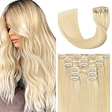 UGOTRAYS Platinum Blonde Clip in Hair Extensions