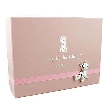 Baby Girl S 1st Birthday Gift Keepsake Box With Teddy Amazon Co Uk