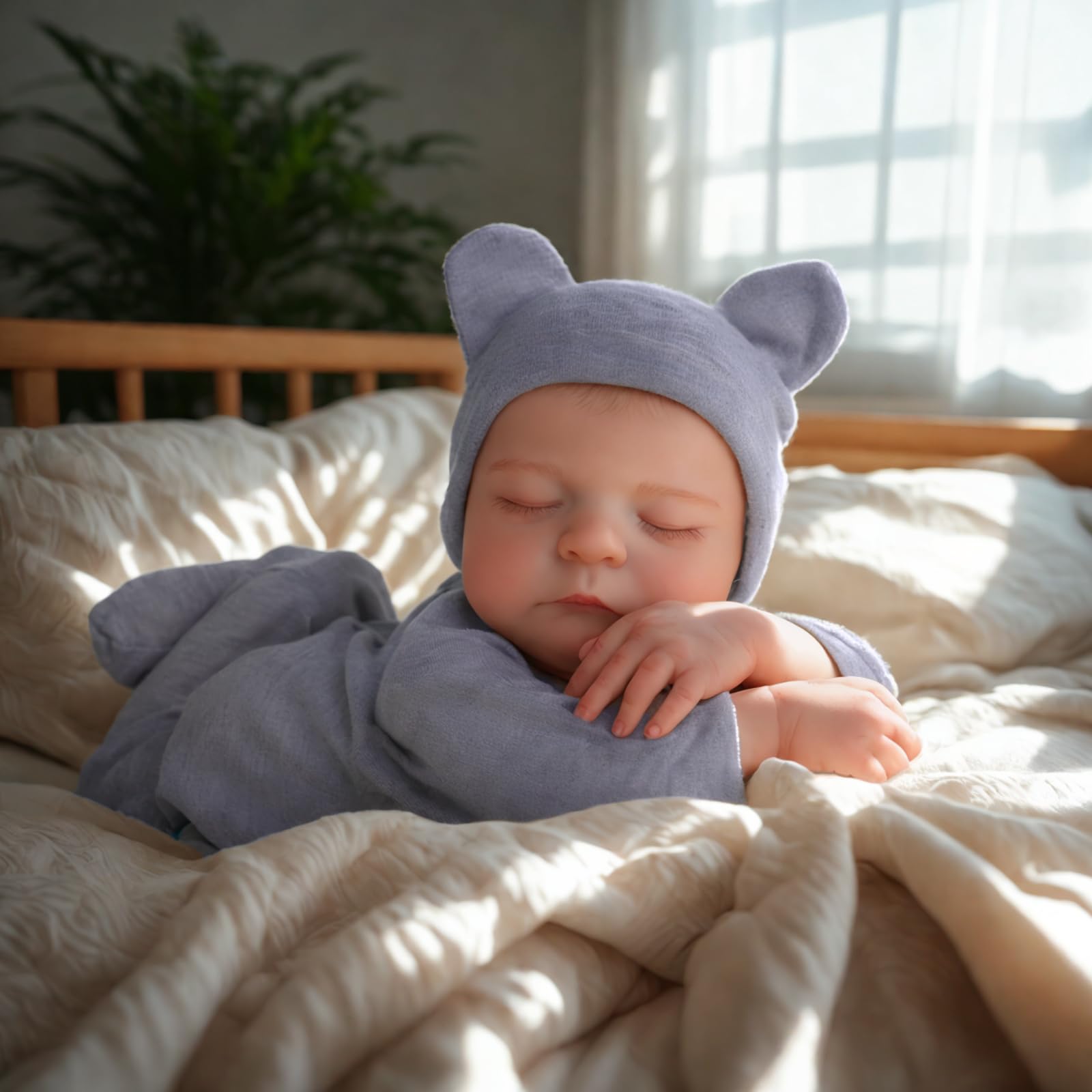 JIZHI Lifelike Reborn Baby Dolls Silicone Full Body - 17 Inch Realistic Newborn Baby Doll Real Life Realistic Baby Dolls Poseable Body Sleeping Baby Boy with Feeding Kit for Children 3+