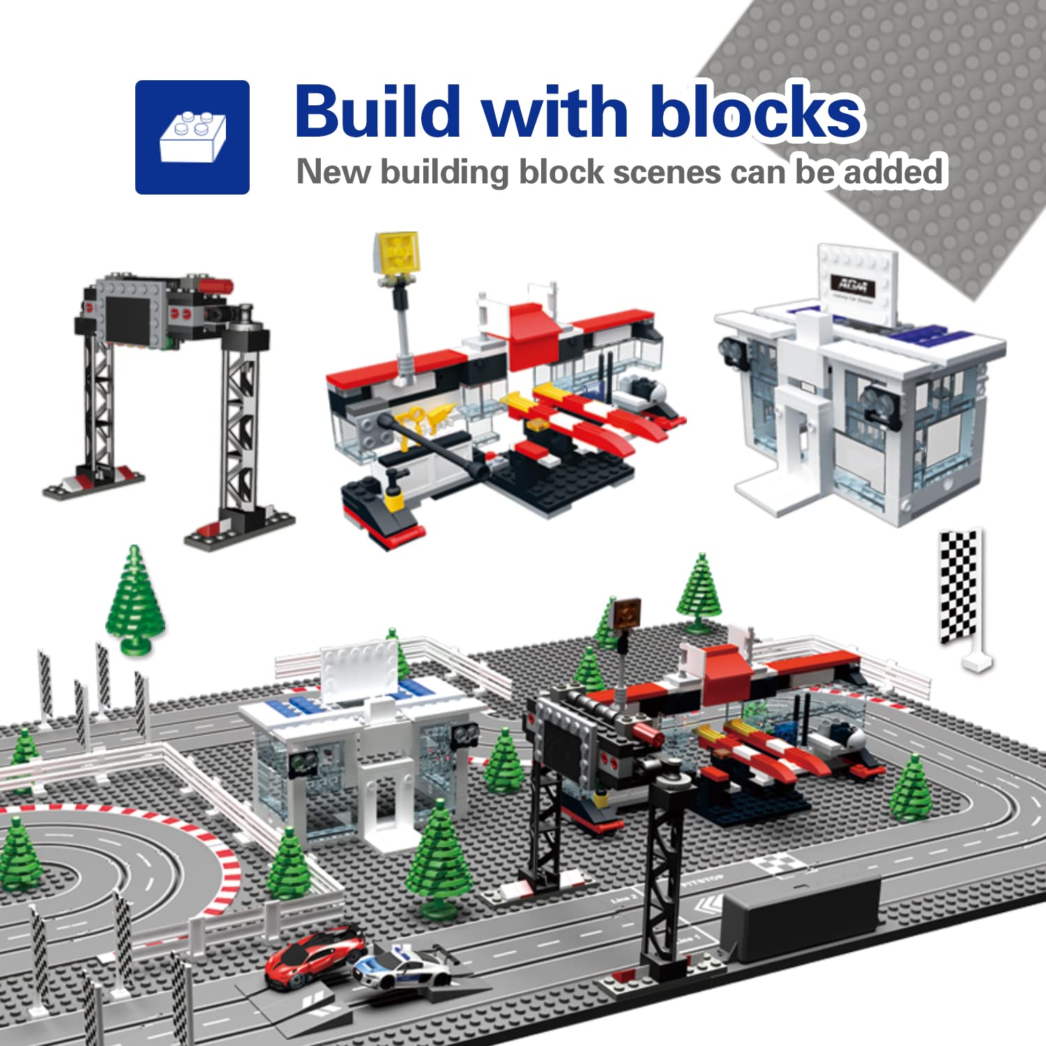 AGM MASTECH Mini Deluxe Block Building N Slot car race set GD-11 at 1:87 Scale