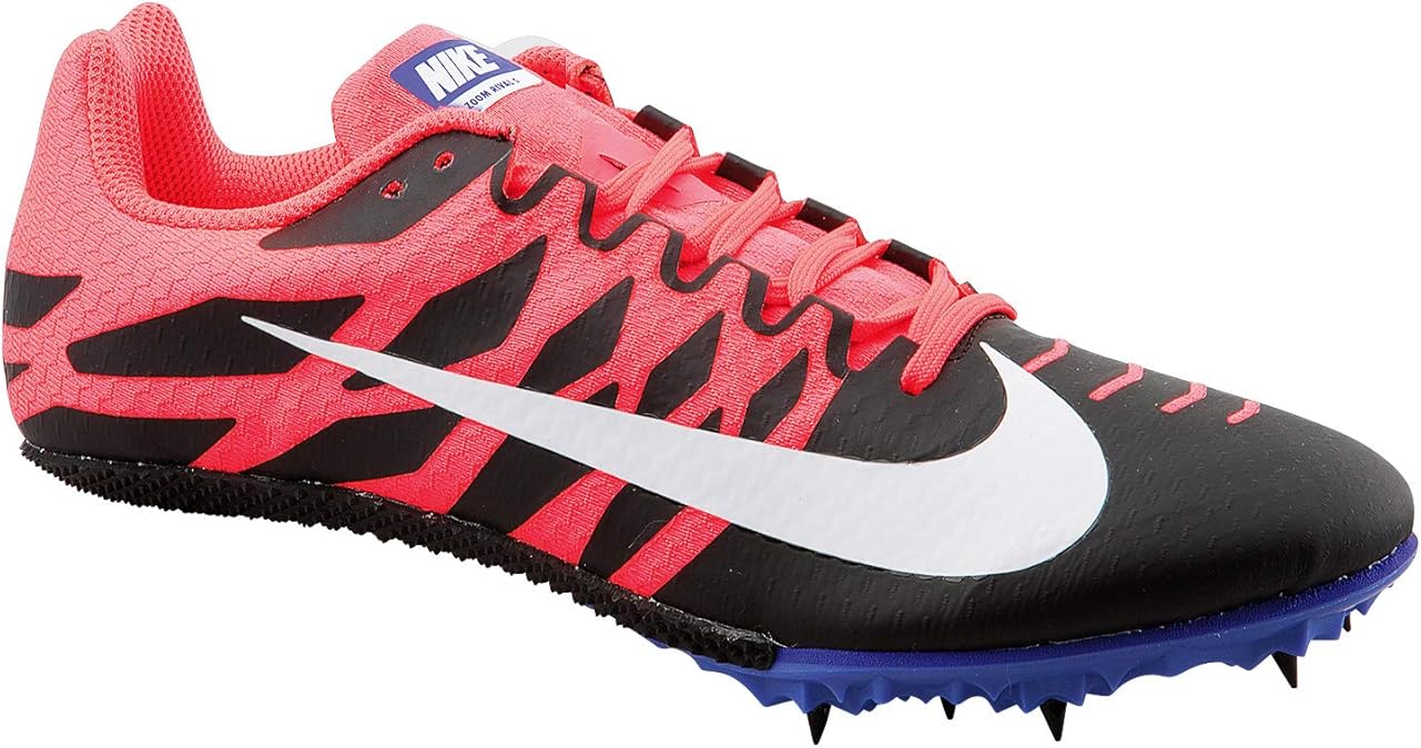 red and white track spikes