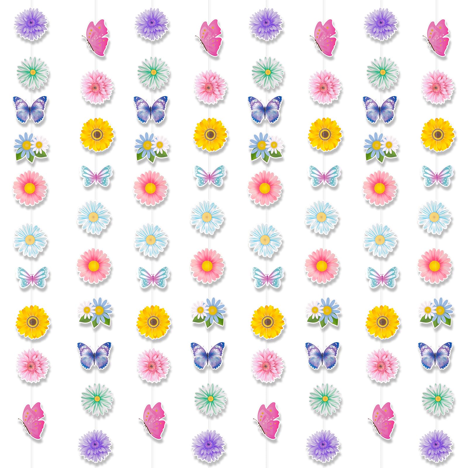 DPKOW 8pcs Butterfly Flower Garlands, Spring Easter Paper Garlands Mother's Day Wedding Easter Decorations