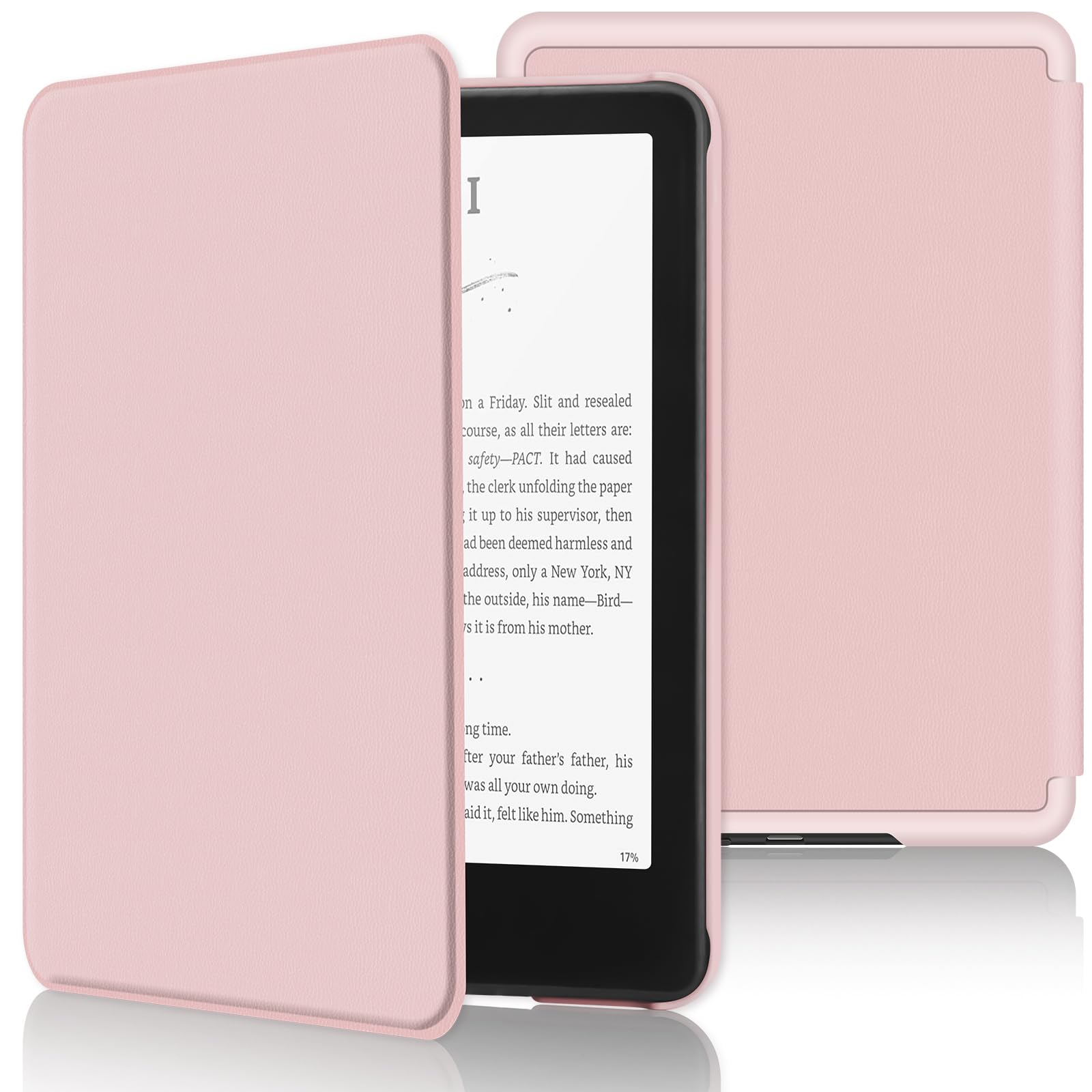 aMZCaSE for Kindle Paperwhite 7 inch (12th Gen 2024), Light Pink | Slim Durable PU Case | Smart Sleep/Wake | Compatible with Kindle