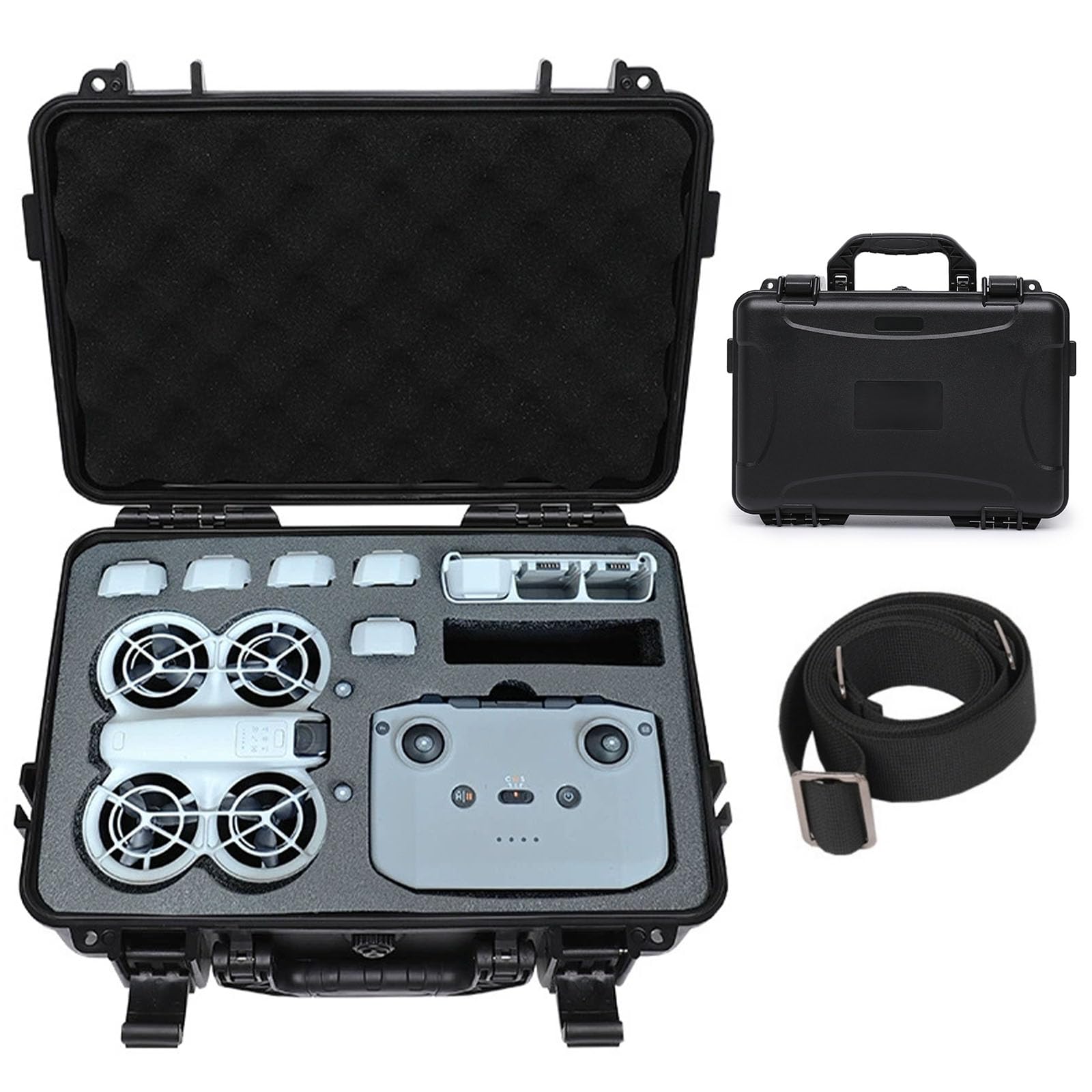 Caossuixin NEO Drone Case Waterproof and Impact Protective Case, PU Portable Travel Bag for NEO Accessories, Easy to Carry Neo Fly More Combo,Support Up to 5 Batteries(Case Only) Black