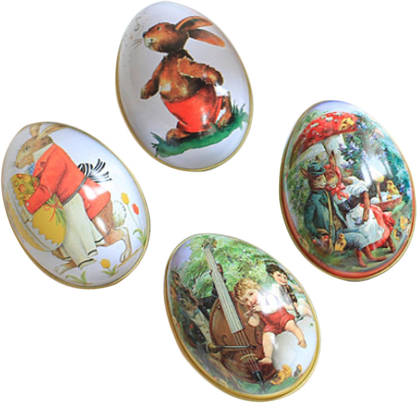 4 PCS Patterned Easter Egg Shaped Candy Packaging Box Can For Filling With Easter Hunt Gifts And Chocolate Random Style