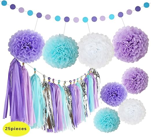 Amazon Com Casefan 25 Pcs Purple And Blue Party Decorations With