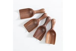 MORNHALO 4 Pack Coffee Scoops Black Walnut Wooden Scoops for Jars and Containers Set of 4 Tablespoon Bean Scoops Cute Coffee Measuring Spoon for Cooking,Bath Salt, Scoop for Canisters