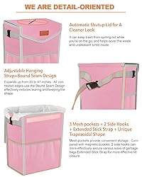 Pritent Car Trash Can with Lid, Cute Leakproof Car
