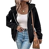SweatyRocks Women's Zip Up Hoodies Fleece Jacket Fall Winter Clothes Oversized Sweatshirt with Pocket