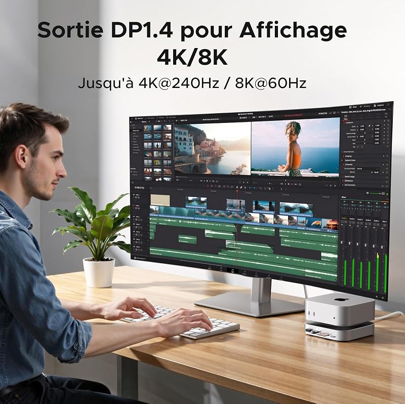 Docking Station Hub USB C et Support pour Mac Mini M4 et M4 Pro