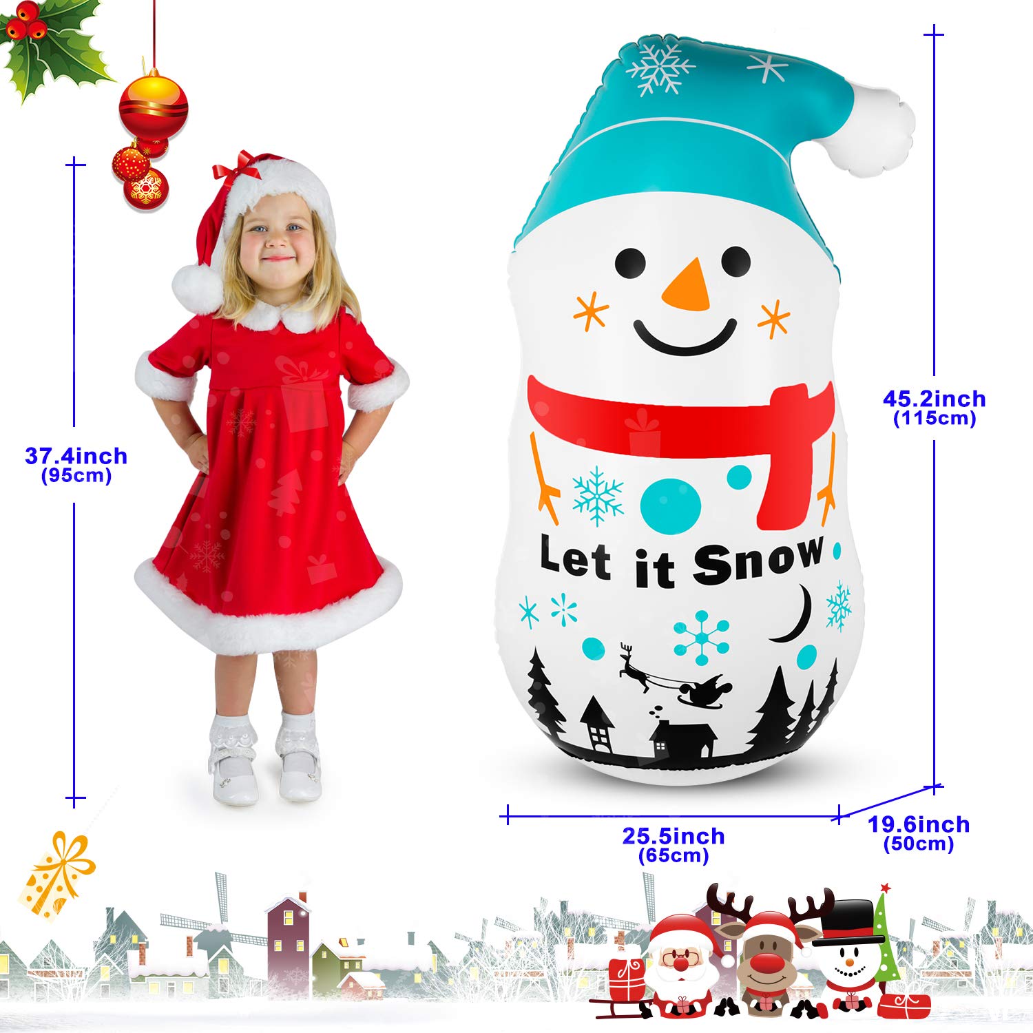 Aywewii Christmas Inflatable Snowman Tumbler, Inflatables Christmas Decorations, 3.8 FT Inflatable Snowman for Christmas and New Year Home Indoor Outdoor Holiday Yard Decorations