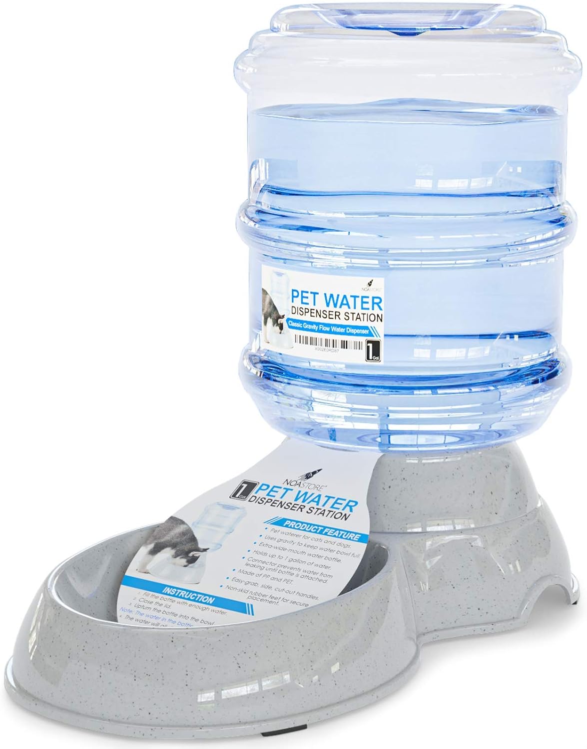 Kitchen & Dining : Automatic Replenish Pet Waterer - Gravity Pet Water Dispenser Station for Dogs, Cats or Small Pets - 1 Gallon : 