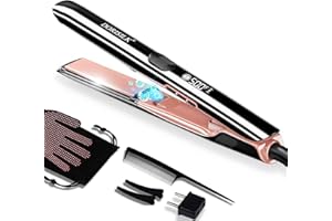 DORISILK 500 Degree Professional Hair Straightener，30s Fast Heating Ceramic 1 inch Flat Iron ，2 in 1 Hair Straightener And Cu