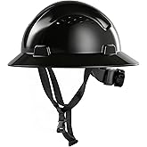 AnTools Black Full Brim Hard Hat, OSHA Approved Construction Helmets for Men, 4-Point Adjustable Suspension, ANSI Z89.1