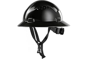 AnTools Black Full Brim Hard Hat, OSHA Approved Construction Helmets for Men, 4-Point Adjustable Suspension, ANSI Z89.1