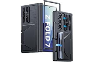 BSNRM for Samsung Galaxy Z Fold 7 Case with Card Holder RFID Blocking, Built in Slide Lens Cover & Hinge Protection & Screen Protector, Shockproof Wallet Case for Z Fold 7 (Black)