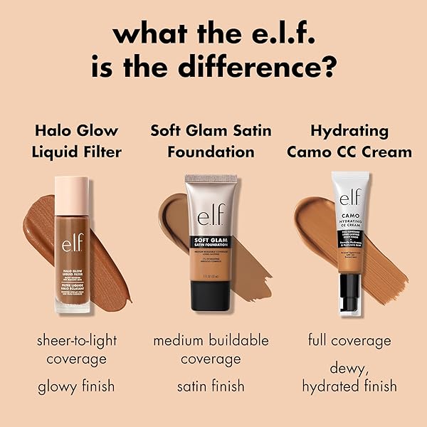 E.L.F. SOFT GLAM FOUNDATION, MEDIUM COVERAGE, LONG-LASTING & BUILDABLE FOUNDATION FOR A SMOOTH, SATIN FINISH, VEGAN & CRUELTY-FREE, 25 LIGHT NEUTRAL