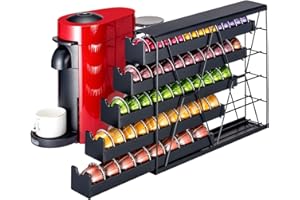 FlagShip 5-Tier Corner Coffee Pod Organizer for Nespresso Vertuo - 50+ Capsule Metal Storage, Space-Saving Kitchen Countertop