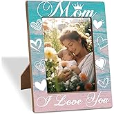 XHWLYN Wooden Photo Frame Mom I Love You Heartwarming Mom Birthday Gift From Daughter Or Son Thoughtful Mother’s Day Gifts For Family Thanksgiving & Christmas Gift Unique Picture Frame 8x6 Inches