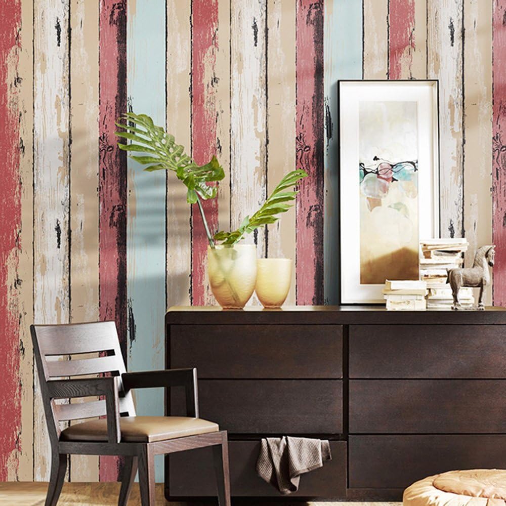Wood Grain Panel Pattern Contact Paper Self Adhesive Vinyl Film Peel and Stick Wallpaper Removable (60x500 cm)